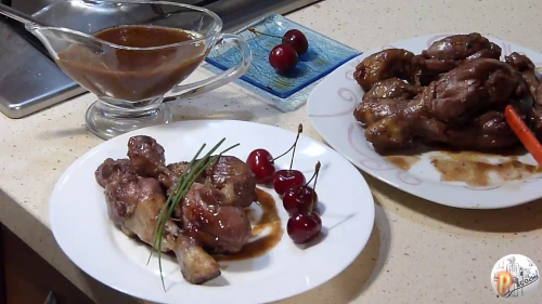 Jamoncitos de pollo en salsa de cerezas del Jerte final Jamoncitos de pollo en salsa de cerezas del Jerte final