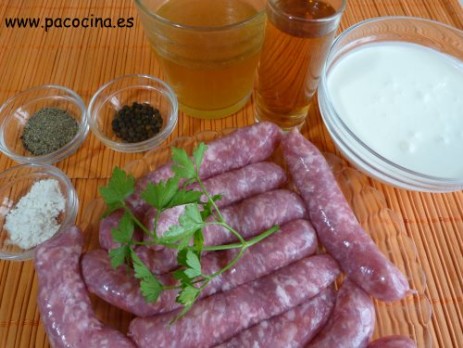 Salchichas en salsa de pimienta, ingredientes