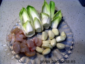 Ensalada templada de endibias y gambas ingredientes Ensalada templada de endibias y gambas ingredientes