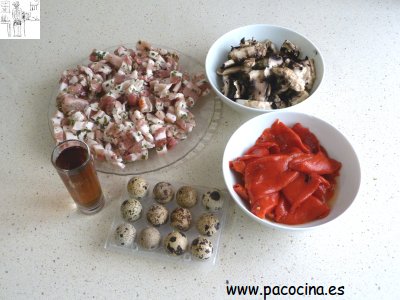 Panceta con huevos de codorniz ingredientes