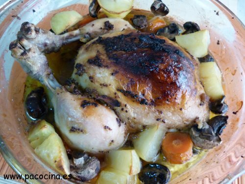 Pollo a la mostaza, asado al estilo francés