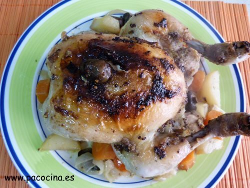 Pollo a la mostaza, asado al estilo francés